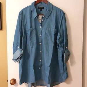 Lane Bryant Classic Button Down Blue Jean Shirt Size 30/32 NWT
